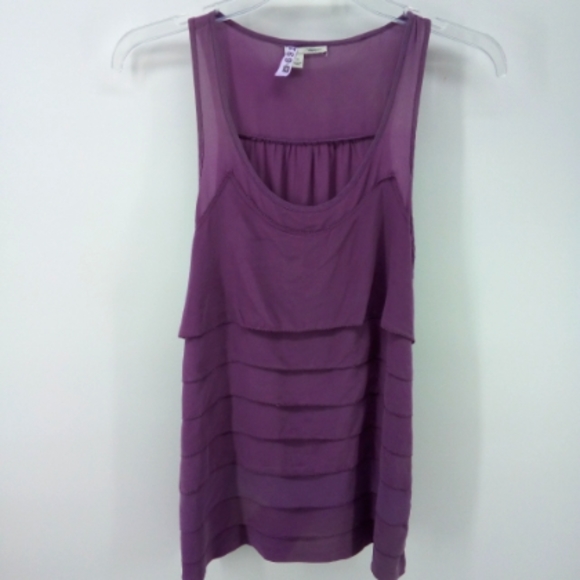 Halogen 100% Silk Purple Tiered Layering Sleeveless Top XS Career - Picture 8 of 8